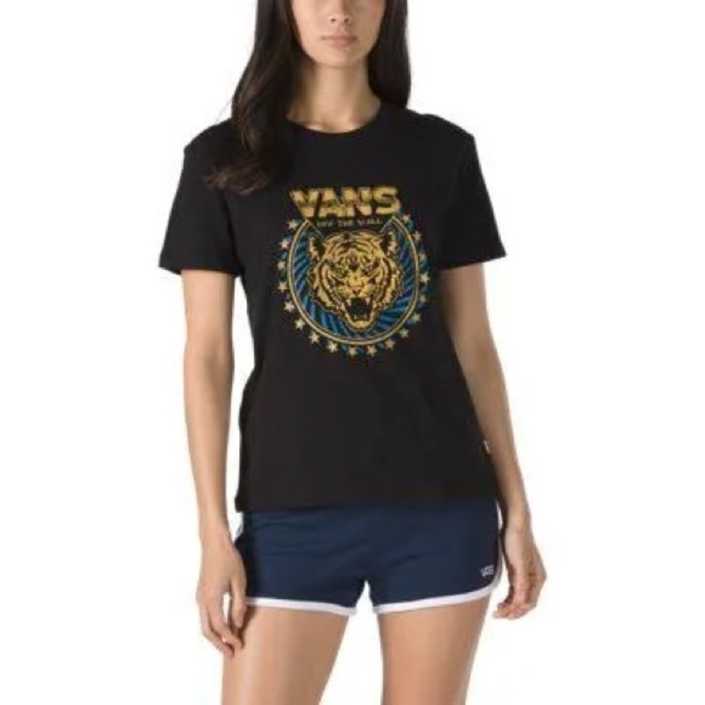 Vans Blaster Cat Black Short Sleeve Tee Size X-Large Women